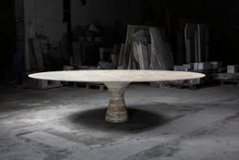 Dining table AngeloM Travertino Silver workshop2