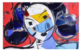 Matisse como Pretexto con Fondo Rojo 139x220cm mixed media 2021