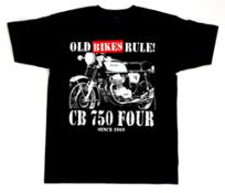 CB750Fourus TShirt black CB 750 OLD BIKES RULE Pic1