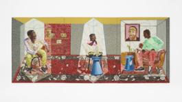 Feni Chulumanco Igumbi Elitsha (New Room) Acrylic on Canvas 360 X 150 cm (three canvases) 2022