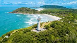 Aerial view of the Conchas lighthouse at Ilha do Mel. Photo by Shutterstock