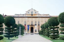 Villa Arconati with the flags featuring Nathalie Du Pasquier's Alphabet for TF2019. Pic Francesco Margaroli