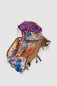 02 Suzanne Jackson. Quick Jack Slide, 2021. Multi - sided - dimensional, Acrylic, acrylic detritus, wicker chair parts, ribbo