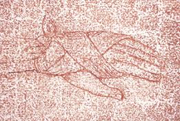 Giovanni Morbin, Mano, 2002, sangue su carta cotone, 100 x 130 cm, foto Andrea Rosset