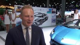 Mitja Borkert, Head of Centro Stile, presents the design of the new Aventador Roadster by the tape drawing (English)